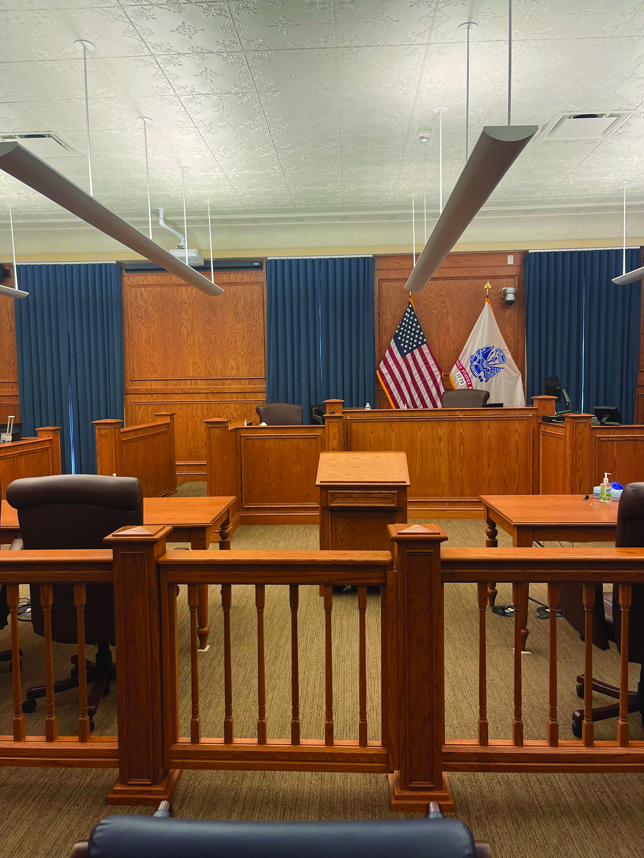 The courtroom in Fort Riley, Kansas, sits in the
        U.S. Army’s 3d Judicial Circuit. (Credit: Bethany
        Boutte, Fort Riley, Kansas)